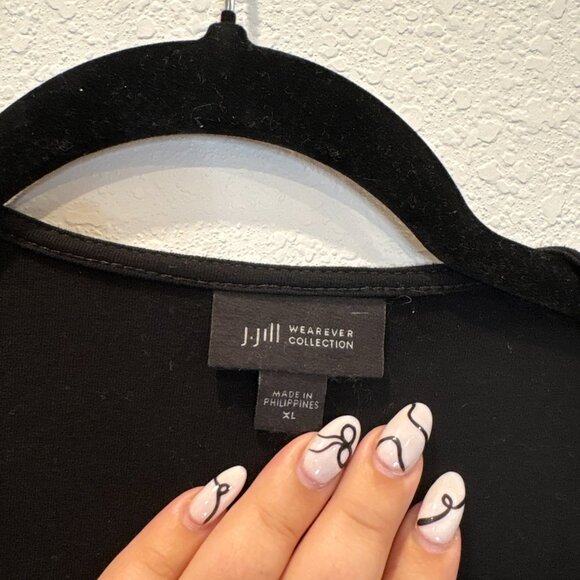 J. Jill Black Open Front Layered Cardigan Top - Picture 3 of 7